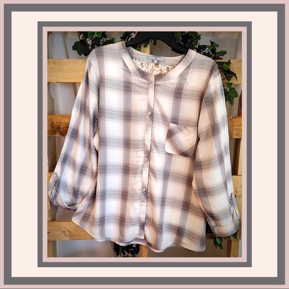 Heart N Crush Tops - Heart N Crush Lace Back Plaid Top